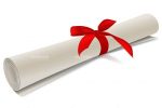 Rolled Up Diploma with Red Ribbon